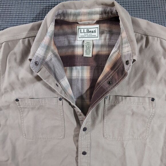 L.L.Bean Men's XL Chore Coat Barn Canvas Jacket in beige with a quilted lining - Picture 5 of 8